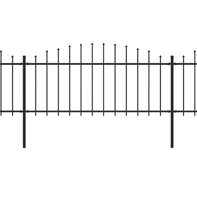 vidaXL Garden Fence with Spear Top Steel (0.5-0.75)x13.6 m Black