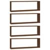 vidaXL Wall Cube Shelves 4 pcs Brown Oak 80x15x26.5 cm Engineered Wood