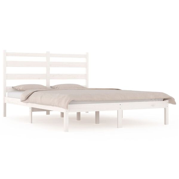 vidaXL Bed Frame without Mattress White Solid Wood 120x200 cm (810013+818411)