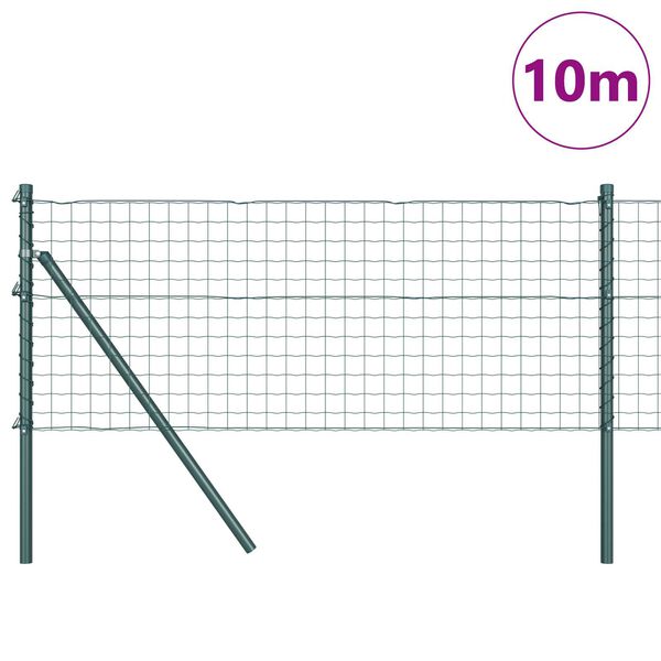 vidaXL Fence with Post Green 0.4 x 10 m Steel and PVC