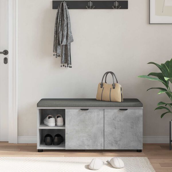 vidaXL Hall Bench with Cushion Plain Concrete Grey 100 x 38 x 46 cm