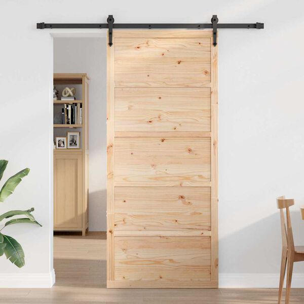 vidaXL Barn Door Natural 90 x 208 cm Solid Pine wood