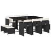 vidaXL 11 Piece Garden Dining Set with Cushions Black Poly Rattan