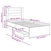 vidaXL Bed Frame with Drawer Concrete Grey 100 x 200 cm Engineer Wood