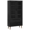 vidaXL Glass Display Cabinet Black 90 x 35 x 175 cm