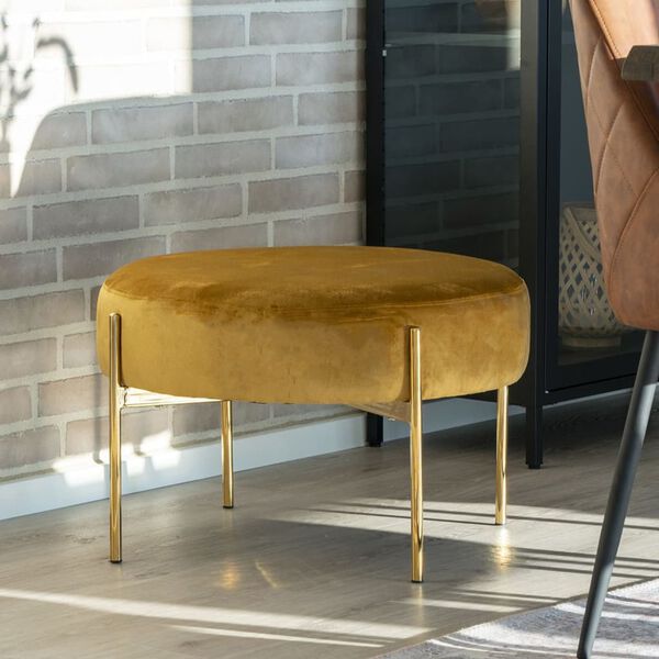 House Nordic Pouf Evie Mustard Yellow