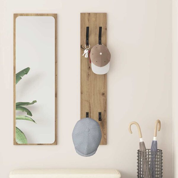 vidaXL Wall-Mounted Coat Rack Artisan oak 20 x 1.5 x 100 cm