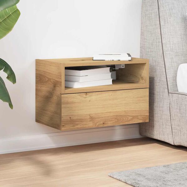 vidaXL Wall-mounted Bedside Cabinet Artisan Oak 45x26x28.5 cm