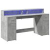 vidaXL Desk with LED Lights Concrete Grey 160x55x91 cm Engineered Wood