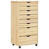 vidaXL Rolling Cabinet with Drawers MOSS Clear Varnish Solid Pine wood
