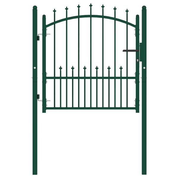 vidaXL Fence Gate Emmen with Spikes Steel 104x97 cm Green