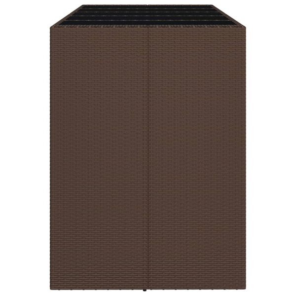 vidaXL Bar Table with Glass Top Brown 185x80x110 cm Poly Rattan