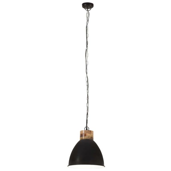 vidaXL Industrial Hanging Lamp Black Iron & Solid Wood 46 cm E27