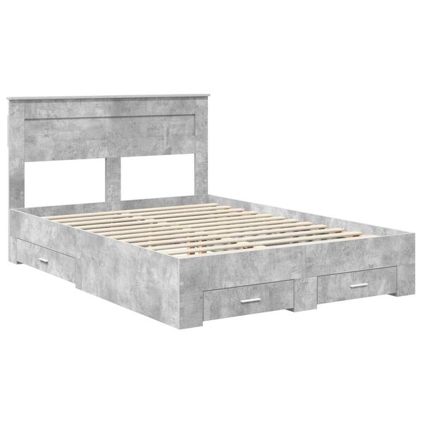vidaXL Bed Frame Concrete Grey 140 x 190 cm Engineered Wood