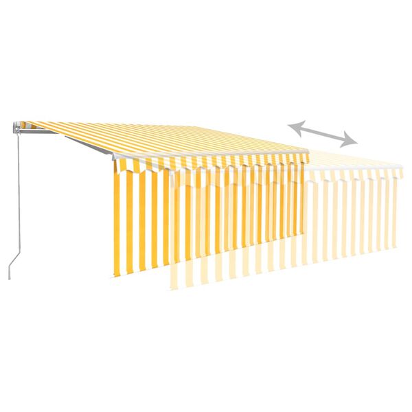 vidaXL Manual Retractable Awning with Blind 3.5x2.5m Yellow&White