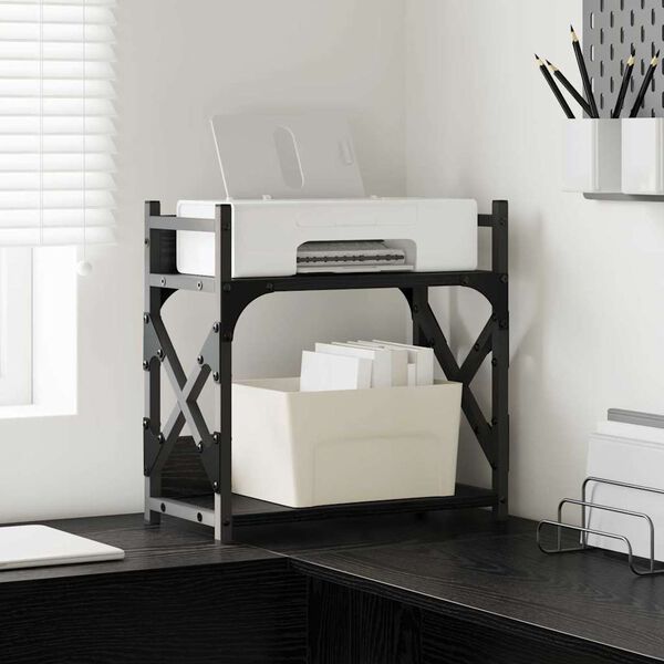 vidaXL Printer Stand Black Oak 40 x 20 x 40 cm Engineered Wood