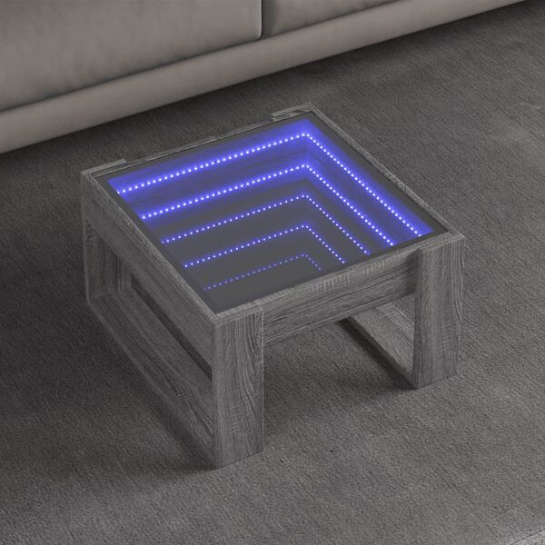 vidaXL Coffee Table with Infinity LED Grey Sonoma 50x53x30 cm