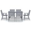 vidaXL 7 Piece Garden Dining Set Grey Solid Acacia Wood