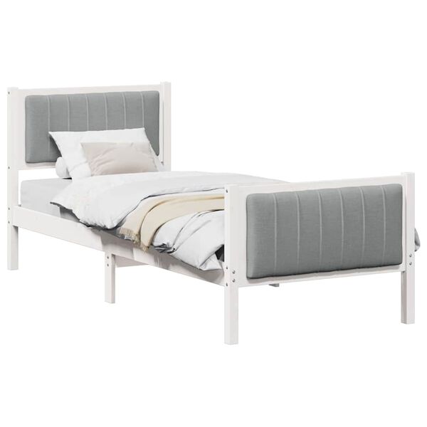 vidaXL Bed frame White and light grey 80 x 200 cm Solid pine wood