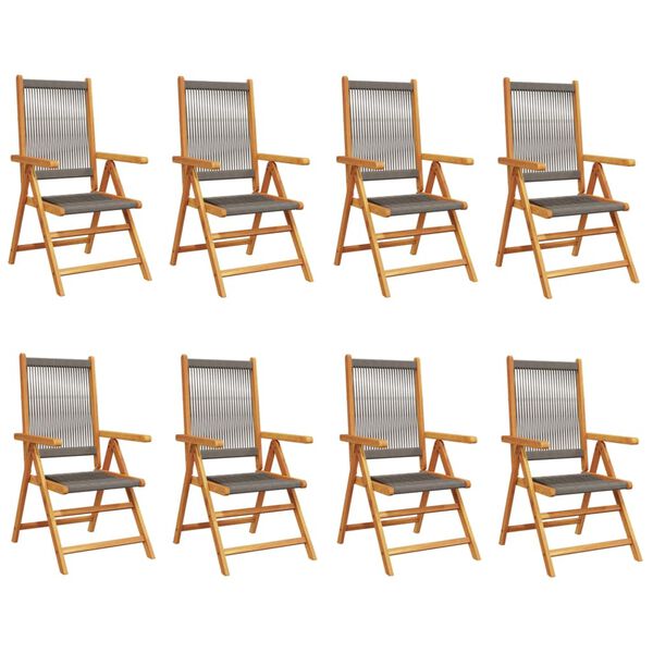 vidaXL Reclining Garden Chairs 8 pcs Grey Solid Wood Acacia