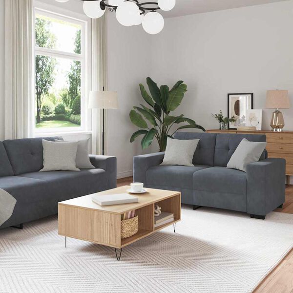 vidaXL Sofa Set 3 pcs Grey Velvet