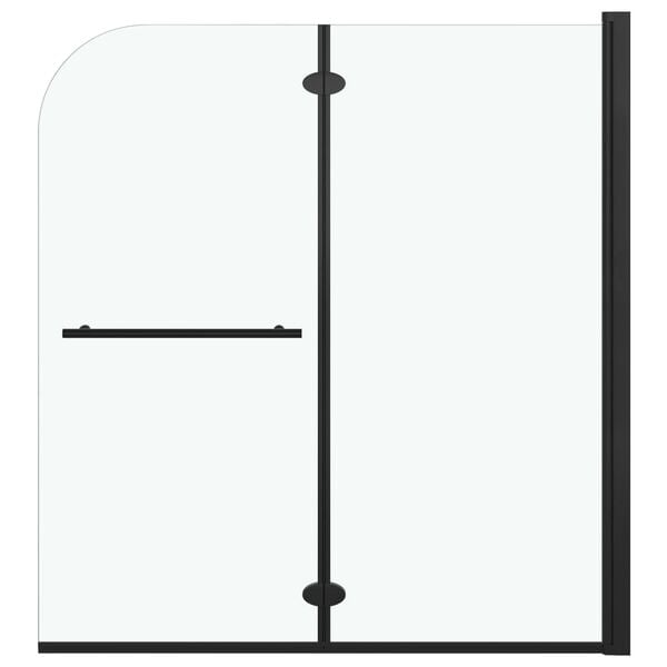 vidaXL Folding Shower Enclosure 2 Panels ESG 120x140 cm Black