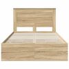 vidaXL Bed Frame with Drawer Sonoma Oak 135 x 190 cm Engineer Wood