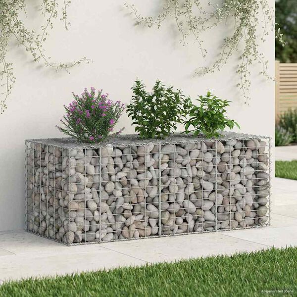 vidaXL Gabion Raised Bed Silver 140 x 60 x 55 cm Galvanised Steel
