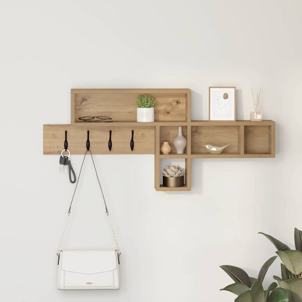 vidaXL Wall-Mounted Coat Rack Artisan Oak 100 x 12 x 43.5 cm