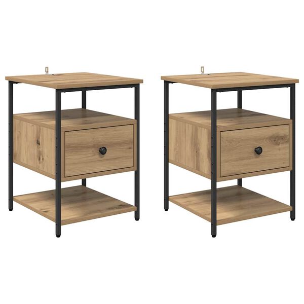 vidaXL Bedside Cabinet with Drawer 2 pcs Artisan Oak 40 x 42 x 56 cm
