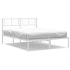 vidaXL Metal Bed Frame without Mattress with Headboard White 150x200cm
