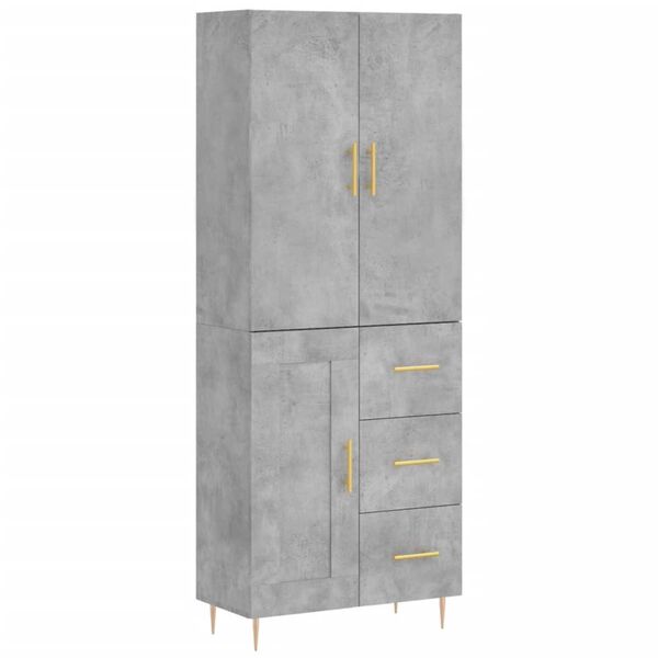 vidaXL Highboard Concrete Grey 69.5x34x180 cm Engineered Wood
