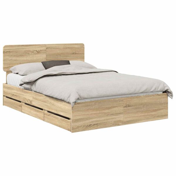 vidaXL Bed Frame with Drawer Sonoma Oak 160 x 200 cm Engineered Wood