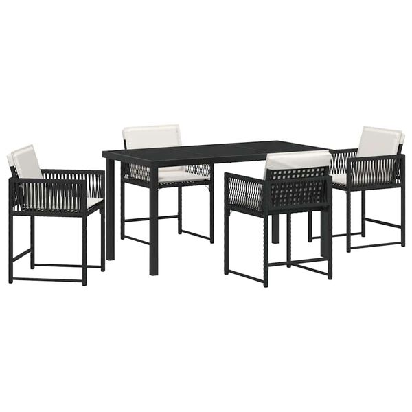 vidaXL Garden Dining Set 5 pcs Black Poly Rattan