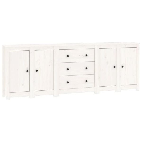 vidaXL Sideboard White 230x35x80 cm Solid Wood Pine