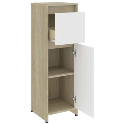 vidaXL Bathroom Cabinet White and Sonoma Oak 30x30x95 cm Chipboard