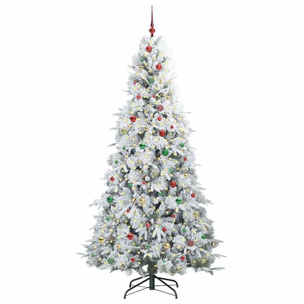 vidaXL Artificial Hinged Christmas Tree White 240 cm PE and PVC
