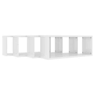 vidaXL Wall Cube Shelf 4 pcs High Gloss White 60x15x23 cm Engineered Wood
