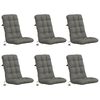 vidaXL High Back Chair Cushion VIANEN 6 pcs 100% Polyester Grey