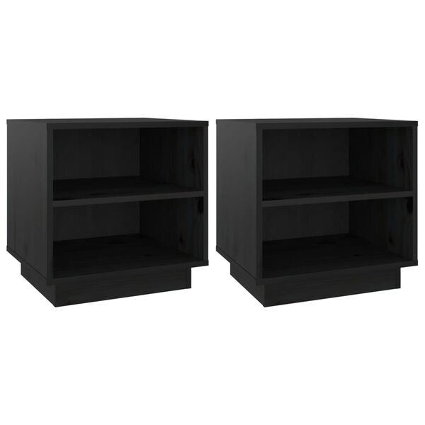 vidaXL Bedside Cabinets 2 pcs Black 40x34x40 cm Solid Wood Pine