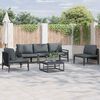 vidaXL Garden Sofa Set with Cushion 6 pcs Black Steel