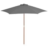 vidaXL Outdoor Parasol with Wooden Pole 270 cm Anthracite