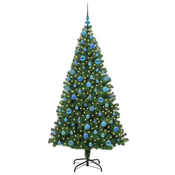vidaXL Upside-down Artificial Pre-lit Christmas Tree with Ball Set PVC