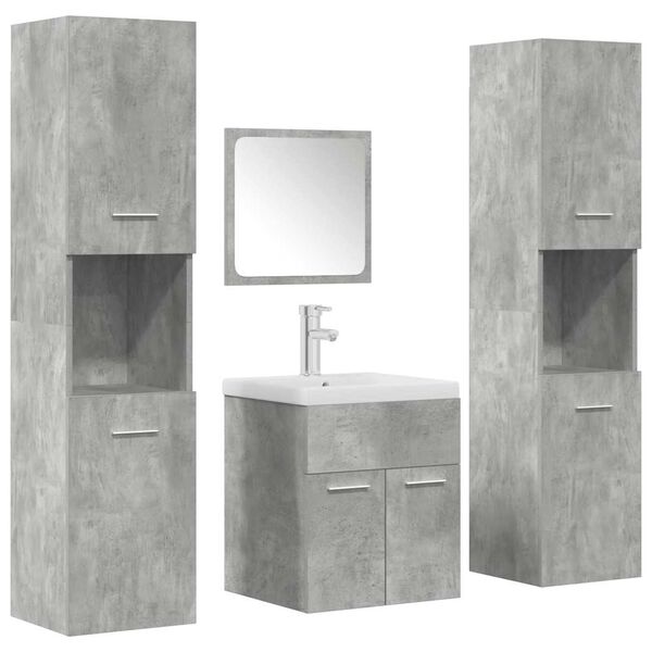 vidaXL 5 Piece Bathroom Furniture Set Concrete Grey Engineered Wood