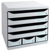 Exacompta Desktop Drawer Set Store-Box with 7 Drawers Light Grey