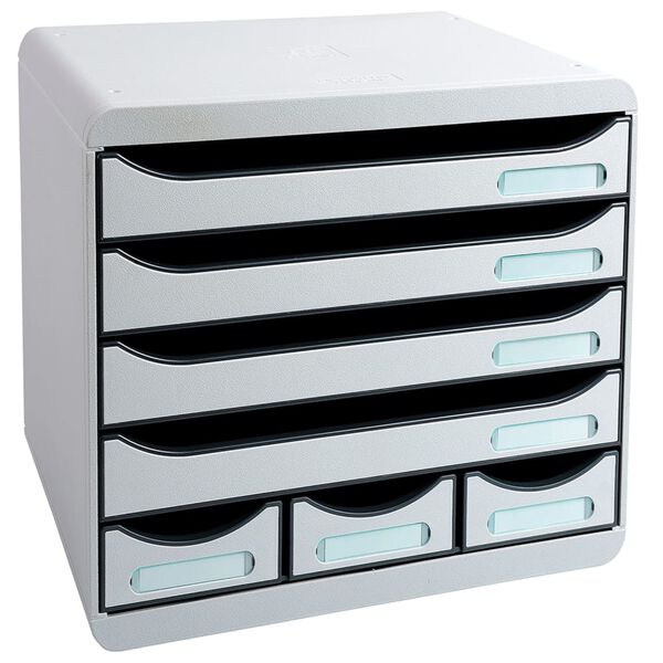 Exacompta Desktop Drawer Set Store-Box with 7 Drawers Light Grey