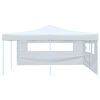 vidaXL Folding Gazebo with 2 Sidewalls 5x5 m White