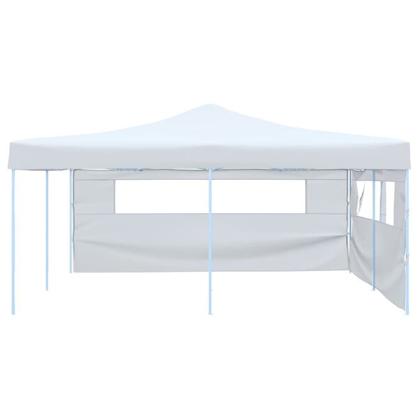 vidaXL Folding Gazebo with 2 Sidewalls 5x5 m White