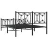 vidaXL Metal Bed Frame without Mattress with Footboard Black 135x190cm