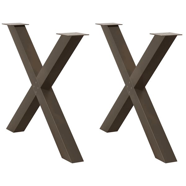 vidaXL Dining Table Legs X-Shaped 2 pcs Natural Steel 90x(72-73) cm Steel